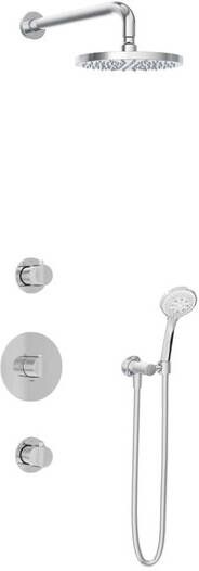 Hotbath Get together IBS1 complete thermostatische douche inbouwset Buddy met 2 stopkranen met 30cm plafondarm 30cm ronde hoofddouche 3 standen handdouche chroom IBS1CR135