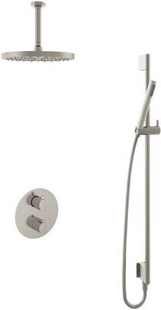 Hotbath Get together IBS1A Regendoucheset inbouw 15cm plafondarm 30cm ronde hoofddouche staafhanddouche glijstang geborsteld nikkel IBS1AGN257