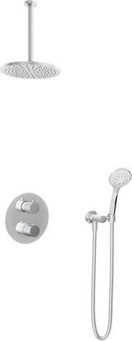 Hotbath IBS 1A Get Together inbouw doucheset Buddy geborsteld nikkel met ronde 3 standen handdouche 25cm hoofddouche met plafondbuis 30cm met glijstang