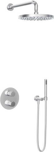 Hotbath Get together IBS1A Regendoucheset inbouw 35cm wandarm 30cm ronde hoofddouche staafhanddouche glijstang geborsteld nikkel IBS1AGN57