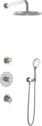 Hotbath IBS 2R Get Together inbouw doucheset Laddy rond geborsteld nikkel met ronde 3 standen handdouche 30cm hoofddouche met wandarm zonder glijstang