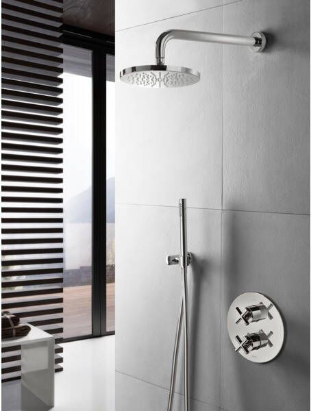 Hotbath Get together IBS3A complete thermostatische douche inbouwset Chap met 2-weg stop omstel met 30cm plafondarm 30cm ronde hoofddouche 3 standen handdouche chroom IBS3ACR135