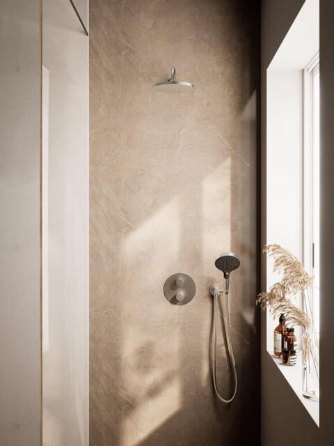 Hotbath COBBER Regendoucheset inbouwkraan thermostatisch 20cm hoofddouche handdouche geborsteld nikkel SWIBS12AGN