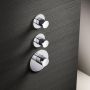 Hotbath Mate High Flow afbouwdeel met 2 stopkranen rond voor inbouwdeel MHF002 geborsteld nikkel - Thumbnail 2