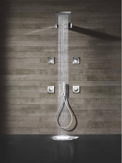 Hotbath Mate Hoofddouche rechthoek 16 5x53 7cm waterval cascade Geborsteld gunmetal PVD M193BGP