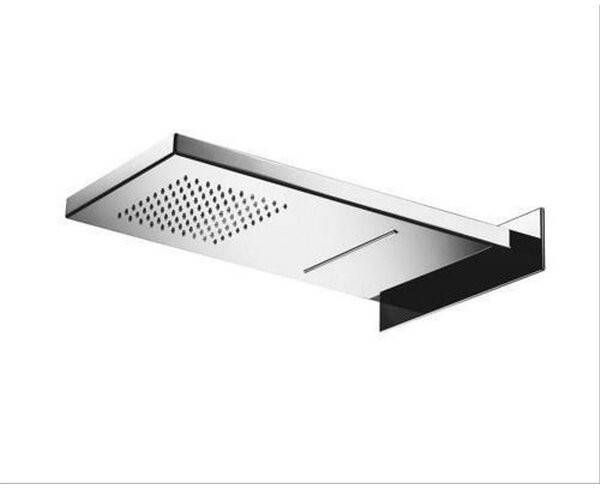 Hoofddouche Hotbath Mate Rechthoek Dualflow Geborsteld Nikkel 26x55.5cm Waterval en Rechte Uitloop