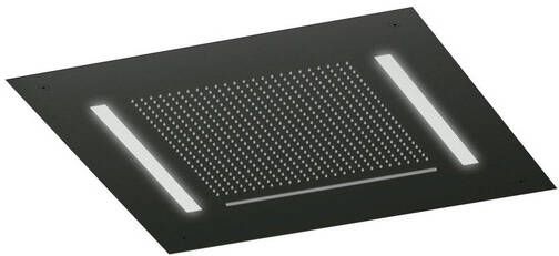 Hotbath Mate Hoofddouche vierkant 50x50cm waterval LED verlichting Mat Zwart PVD AC146MBP