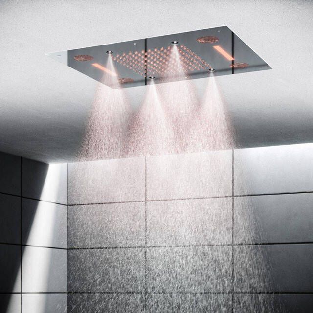 Hotbath Mate inbouw hoofddouche 48x63cm rechthoek met spray LED verlichting chroom M192CR
