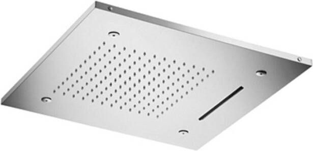 Hotbath Mate inbouw hoofddouche Triple met cascade uitloop 50x50 cm vierkant geborsteld nikkel