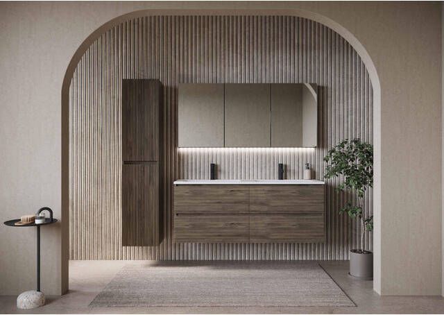 HR Badmeubelen Hoge Kast 35x35x170cm 3D-front 2 deuren linksdraaiend greeploos french oak 75105602063