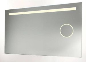 HR Badmeubelen Mike spiegel 110x70cm met led verlichtingsbalk indirecte verlichting onderzijde schakelaar spiegelverwarming en vaste scheerspiegel 75733254