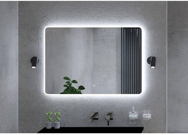 HR Badmeubelen Spectre 2.0 Spiegel 100x70cm afgeronde hoeken indirecte dotless LED verlichting touch sensor traploos dimbaar kleurtemperatuur in te stellen spiegelverwarming 75820133