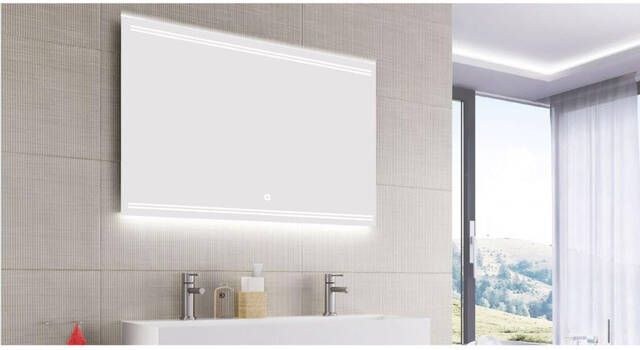 HR Badmeubelen Zeta 2.0 Spiegel 100x70cm LED dotless indirecte verlichting boven onder touch sensor traploos dimbaar kleurtemperatuur in te stellen spiegelverwarming 75820157