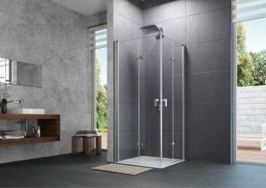 Huppe Design pure 2 delige vouwdeur sft links 120x190cm matzilver helder glas 8P0806087321