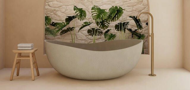 Ideavit Idea.sense vrijstaande badkuip 160x97.5x58cm incl. pup-up afvoer beton D1 290337-D1