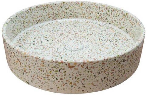 Ideavit Terrazzo waskom 42.5x42.5x10cm rond met klikwaste terrazzo multi beige 290338-E13