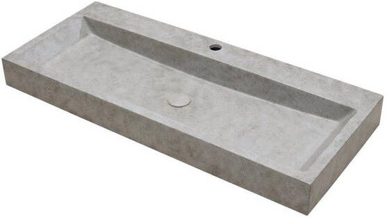 Ideavit Zen Wastafel 100x42x10cm rechthoek 1 kraangat concrete beton beige 290298-D1