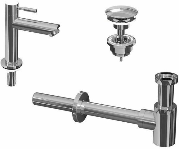 Ink 1A Fonte raanset staande Fonte raan laag always open plug en designSifon Chroom 9902400