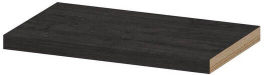 INK wandplank in houtdecor 3 5cm dik voorzijde afgekant voor ophanging in nis 60x35x3 5cm houtskool eiken