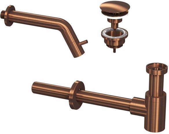 Douche Concurrent Toiletkraan Set Inbouw Muur Rond Koudwaterkraan Mat Rose Goud Inkortbaar met Sifon en Always Open Plug