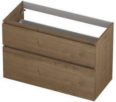 INK Fineer 45 Wastafelonderkast 100x45x65cm 2 lades greeploos houten keerlijst a symmetrisch MDF Fineer Ash grey 1221841