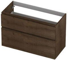 INK Fineer 45 Wastafelonderkast 100x45x65cm 2 lades greeploos houten keerlijst a symmetrisch MDF Fineer Chocolate 1221842