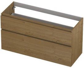 INK Fineer 45 Wastafelonderkast 120x45x65cm 2 lades greeploos houten keerlijst a symmetrisch MDF Fineer Natur 1221850