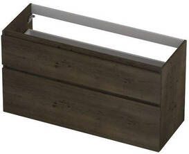 INK Fineer 45 Wastafelonderkast 120x45x65cm 2 lades greeploos houten keerlijst a symmetrisch MDF Fineer Charcoal 1221853