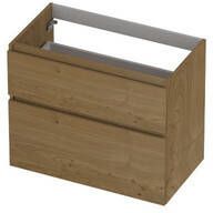 INK Fineer 45 Wastafelonderkast 80x45x65cm 2 lades greeploos houten keerlijst a symmetrisch MDF Fineer Charcoal 1221823