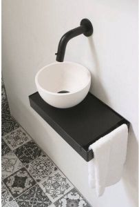 INK Jazz XS toiletmeubel frame mat zwart plateau mat zwart waskom l s polystone 20cm mat wit