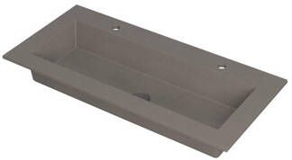 Rivo quartz wastafel enkele bak inclusief 2 kraangaten en plug 100x45x1 cm beton