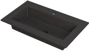 Ink Kraft wastafel 80x45x1cm 1 wasbak 1 kraangat Quartz zwart 3417323
