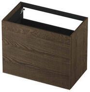INK P2O Wastafelonderkast 80x45x65cm 2 lades push 2 open verticaal gefreesd eiken Massief eiken charcoal 1259037