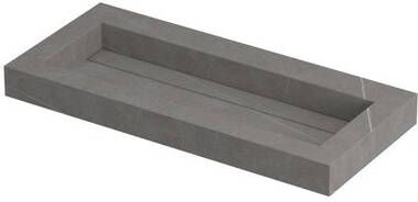 Ink Pitch Wastafel keramische slab centraal met drain en front en side skirts zonder kraangat Armani grey mat 1000x450x90 mm (bxdxh)