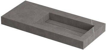 Ink Pitch Wastafel keramische slab rechts met drain en front en side skirts zonder kraangat Armani grey mat 1000x450x90 mm (bxdxh)