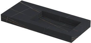 Ink Pitch Wastafel keramische slab rechts met drain en front en side skirts zonder kraangat Lauren black mat 1000x450x90 mm (bxdxh)