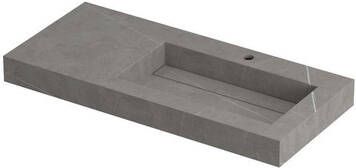 INK Pitch wastafel in keramische slab wasbak rechts met drain en front en side skirts met 1 kraangat 100x45x9cm armani grey mat
