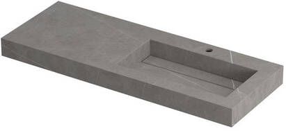 INK Pitch wastafel in keramische slab wasbak rechts met drain en front en side skirts met 1 kraangat 120x45x9cm armani grey mat