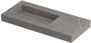 Ink Pitch Wastafel keramische slab l s met drain en front en side skirts zonder kraangat Armani grey mat 1000x450x90 mm (bxdxh)