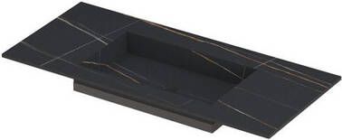 INK Post wastafel in keramische slab met envelop bodem wasbak midden zonder kraangat 100x45x1cm lauren black mat