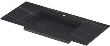 INK Post wastafel in keramische slab met envelop bodem wasbak midden met 1 kraangat 100x45x1cm lauren black mat