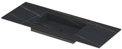 INK Post wastafel in keramische slab met envelop bodem wasbak midden zonder kraangat 120x45x1cm lauren black mat