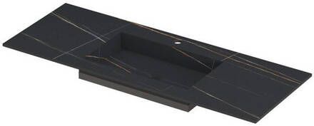 INK Post wastafel in keramische slab met envelop bodem wasbak midden met 1 kraangat 120x45x1cm lauren black mat