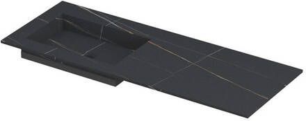 INK Post wastafel in keramische slab met envelop bodem wasbak links zonder kraangat 120x45x1cm lauren black mat