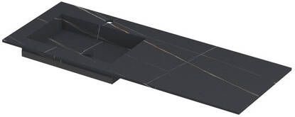INK Post wastafel in keramische slab met envelop bodem wasbak links met 1 kraangat 120x45x1cm lauren black mat
