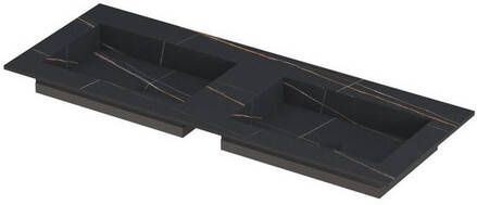 INK Post wastafel in keramische slab met envelop bodem dubbele wasbak zonder kraangat 120x45x1cm lauren black mat