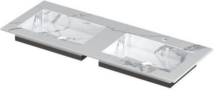 Ink Post wastafel 120x45x1cm 2 wasbakken 2 kraangaten keramiek Statuario glans 0210093