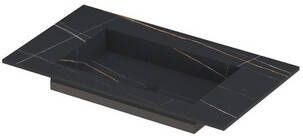 INK Post wastafel in keramische slab met envelop bodem zonder kraangat 80x45x1cm lauren black mat