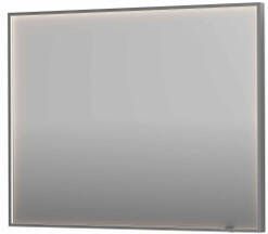 INK SP19 rechthoekige spiegel verzonken in kader met dimbare LED-verlichting color changing spiegelverwarming en schakelaar 100 x 4 x 80 cm geborsteld rvs
