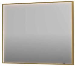 INK SP19 rechthoekige spiegel verzonken in kader met dimbare LED-verlichting color changing spiegelverwarming en schakelaar 100 x 4 x 80 cm geborsteld mat goud